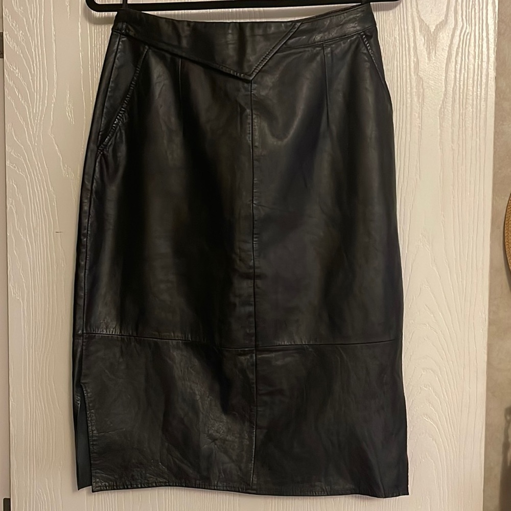 Vintage genuine leather pencil skirt